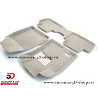 Текстильные 3D коврики Euromat3D Lux в салон для Renault Koleos (2008-2016) № EM3D-004205T Бежевые