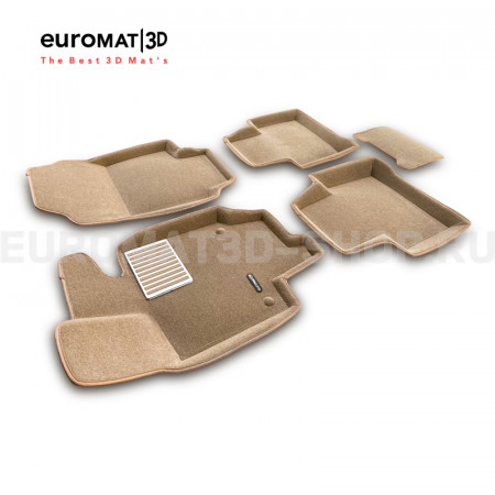 Текстильные 3D коврики Euromat3D Lux в салон для Toyota Rav 4 (2019-2026) (АКПП) № EM3D-005105T Бежевые